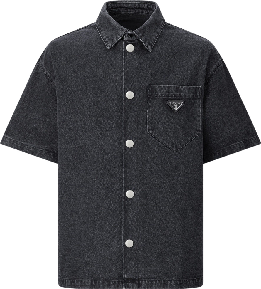 Prada chemise en jean à plaque logo