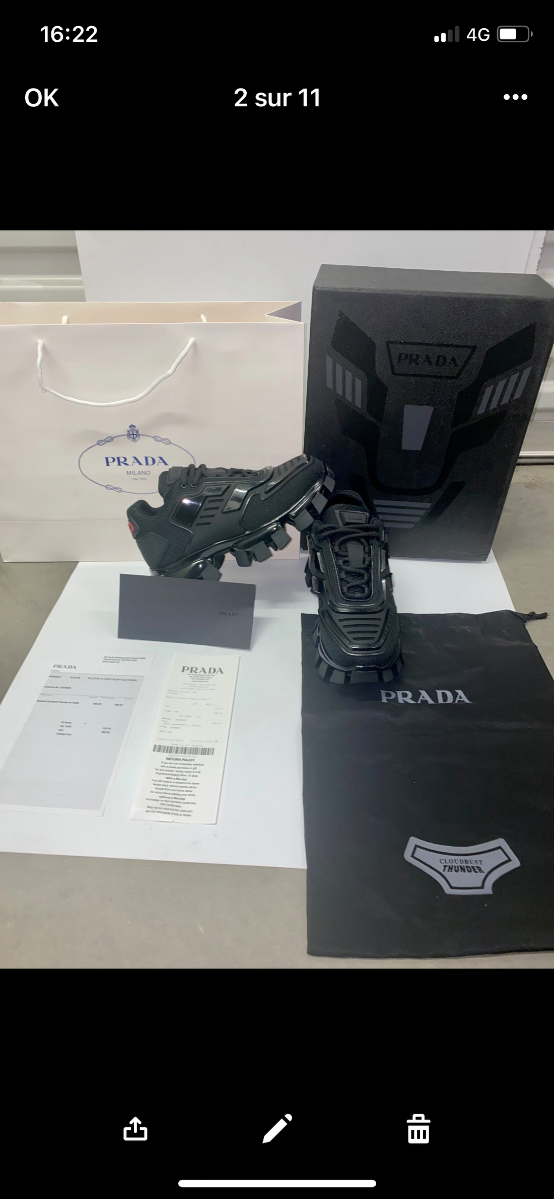 Sneakers Prada cloudbust noir facture