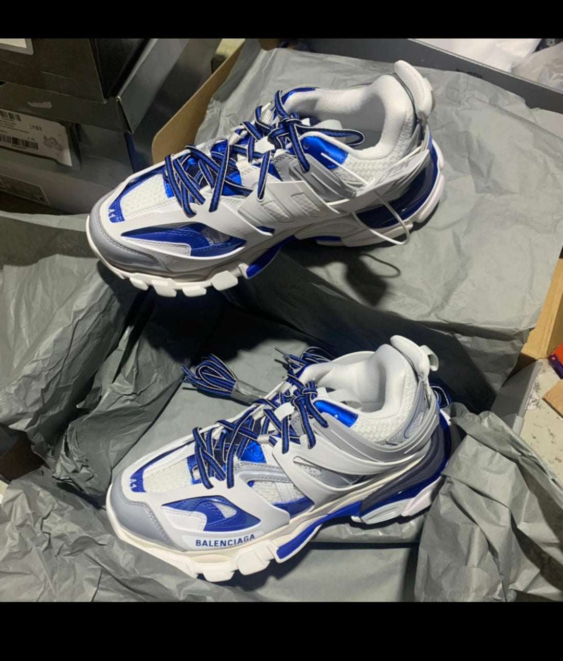 Balenciaga track blanc/bleu facture