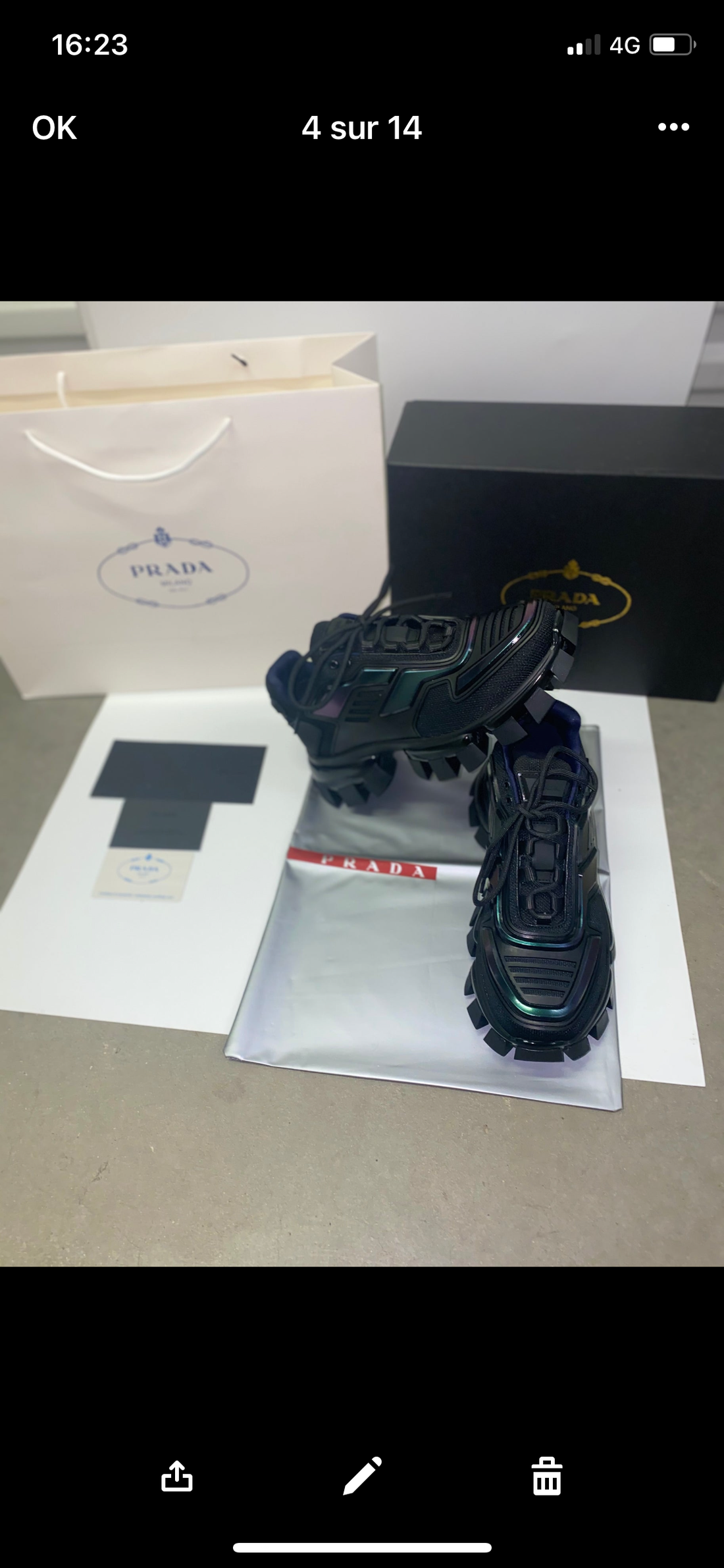 Sneakers Prada cloudbust bleu Anthracite facture