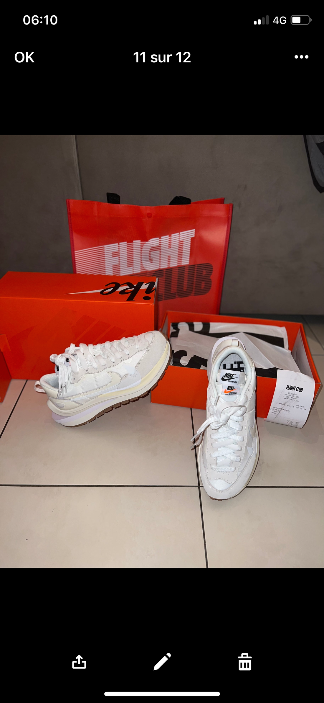 Sacai white vapporwaffle Flight club Authentification ✔️Facture