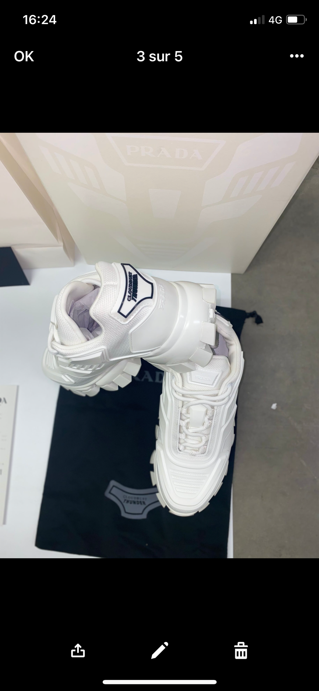 Sneakers Prada cloudbust blanche facture